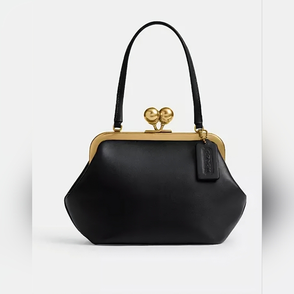 Coach Handbags - NWT Coach KISSLOCK 16 Black & Brass